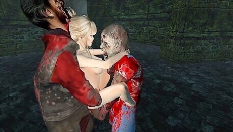 Human Female And 3 Zombies