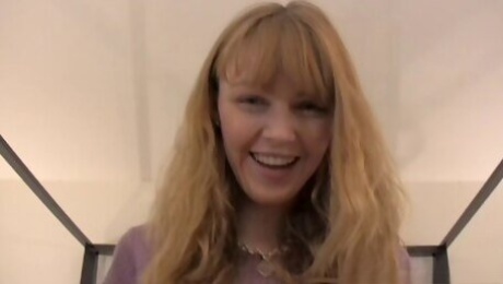 Cute blonde Marie's hairy cunt examined by a horny man