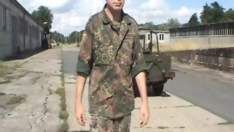 A curvy German babe gets dominated by her military master