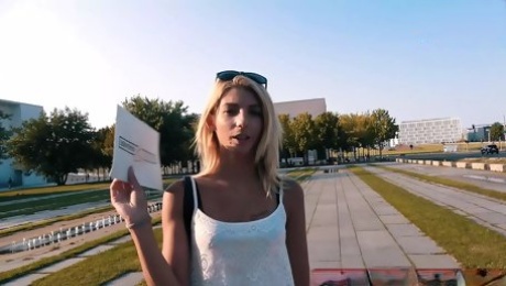 Blonde skinny teen model picked up for real Date in Germany
