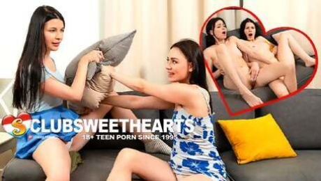 Eva Murkovski and Cherry Wise Pillow Fights and Pussy Rubs for