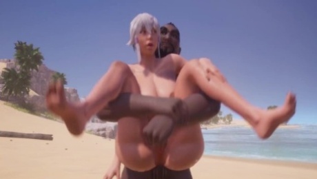 Curvy Blonde Babe | get pregnant on the beach | 3D Porn Wild Life