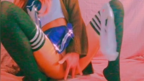 Amateur girl touching her pussy before school Japan uniform jk uncensored shaking orstriptease