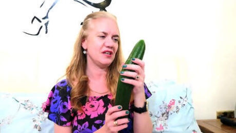 My granny buys a cucumber for masturbation