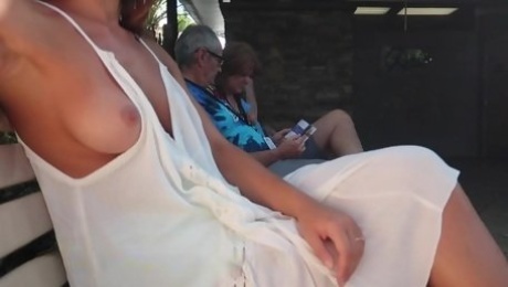 She shows her big boobs in Amusement Park