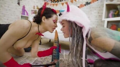 Inked dolls Anuskatzz and Morea Black love hardcore lesbian fuck