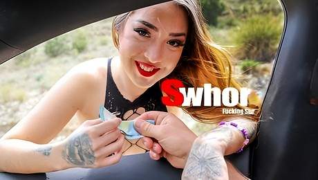S Whores featuring Peter Stallion and Melania Dark's nipple pierce porn